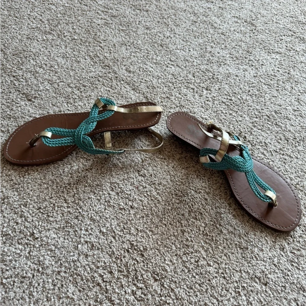 SO Braided Teal and Gold Sandals
